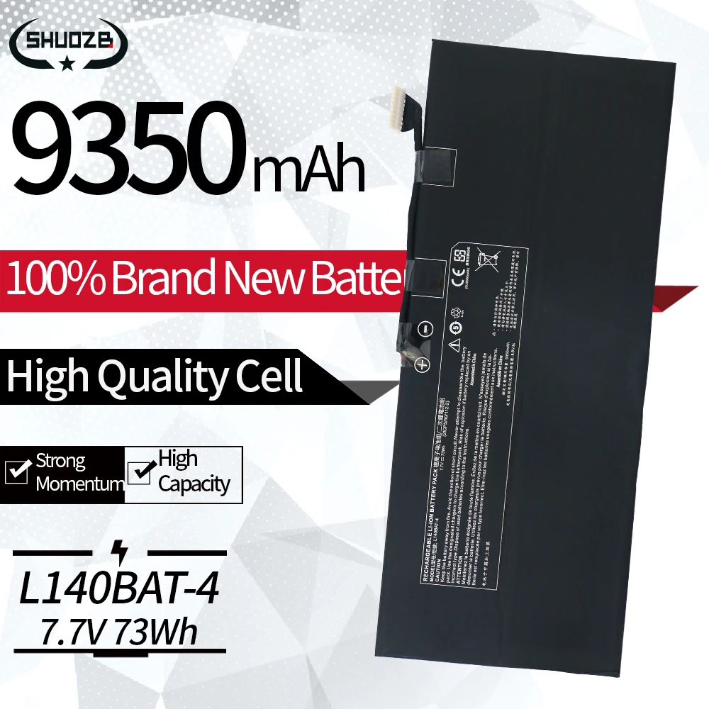 

New L140BAT-4 Laptop Battery For CLEVO L140CU L141CU L140MU L141MU 6-87-L140S-72B01 Compatible 6-87-L140S-32B01 7.7V 9350mAh