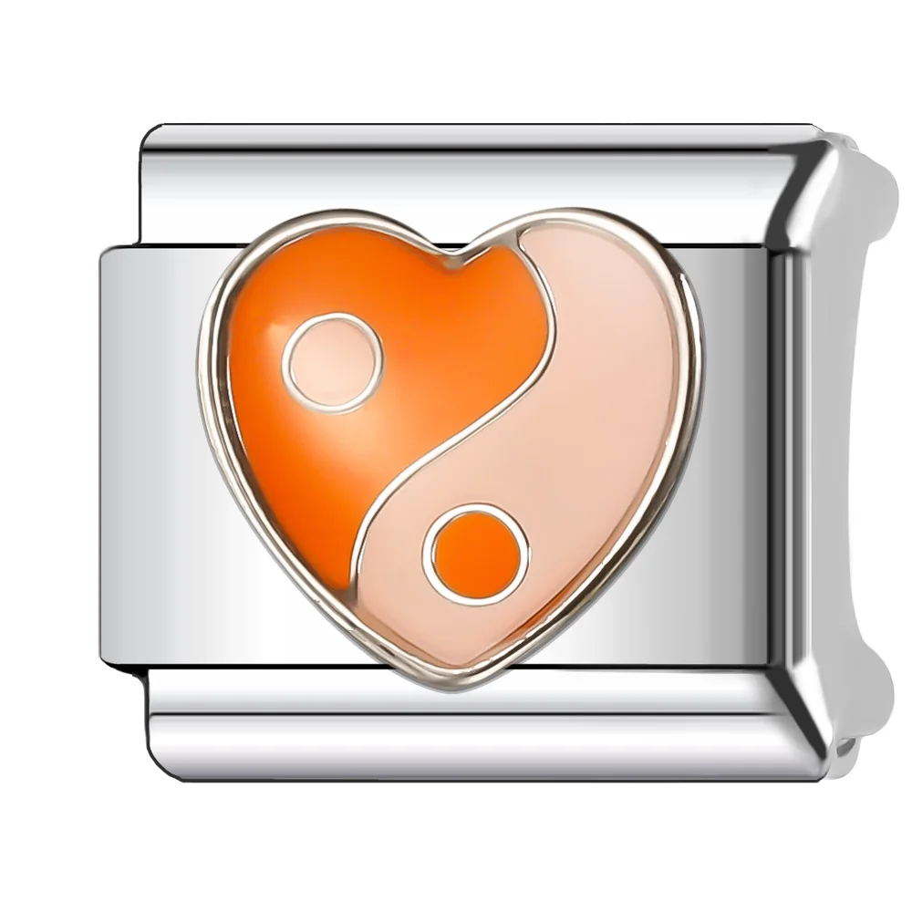 Romantic Colour Heart  Love Series Italian Charm Stainless Steel Bracelet 9mm Diy Jewelry DIY Making