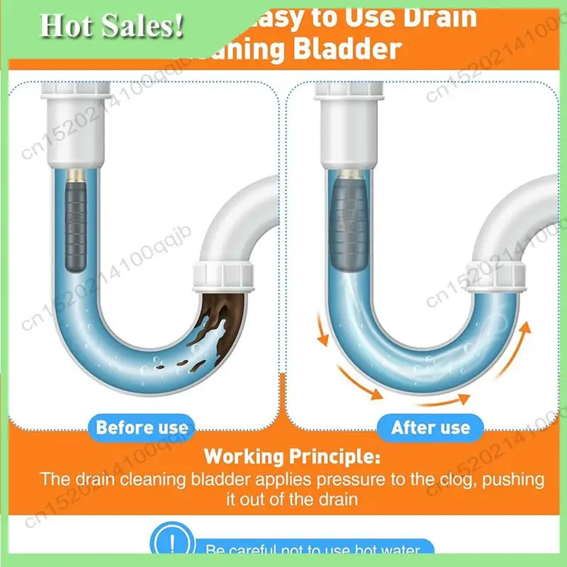 

-FDDT Drain Bladder Kit,3 PCS Drain Cleaning Bladders Fits 1 To 6 Drain Pipe, Unclogs Stubborn Blockages In Main Drain & Sewer