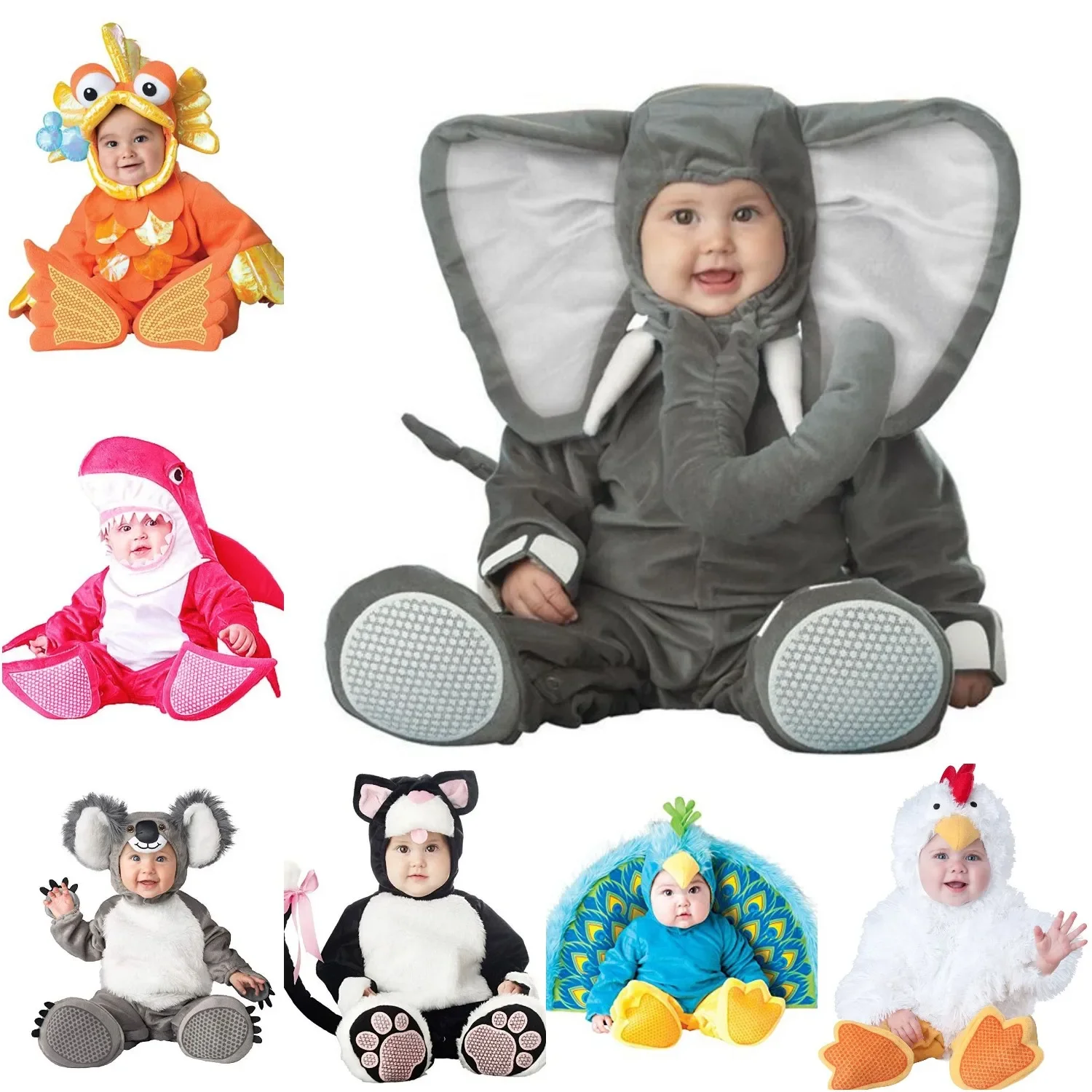 Halloween Costume Baby Boy Clothes Girls Monkey Polar Bear Romper Kids Clothing Set Baby Hat Socks Toddler Set