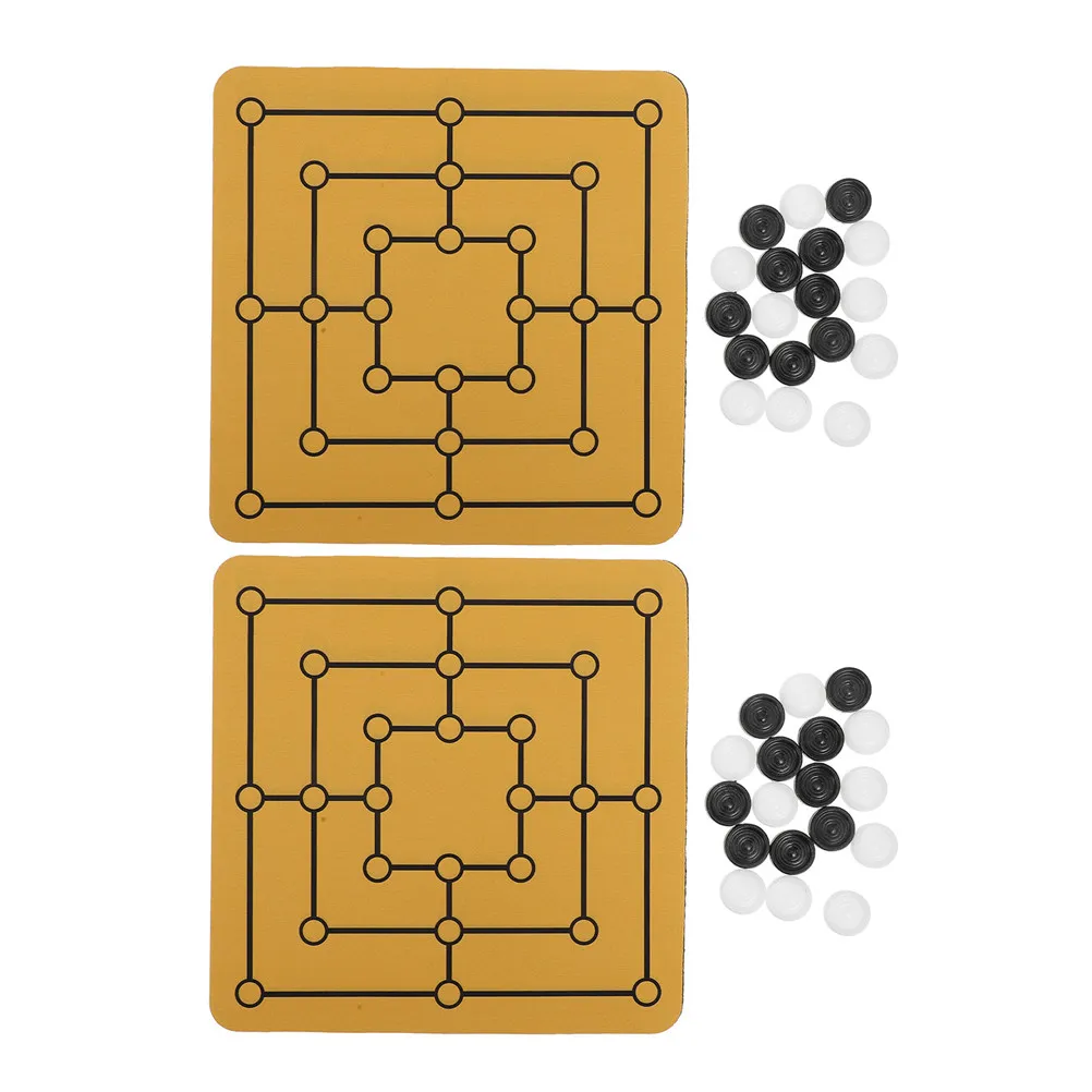 

2Set Nine Men's Morris Chess Strategy Game Family Gathering Portable Brain Teaser Board Game for Kids Adults
