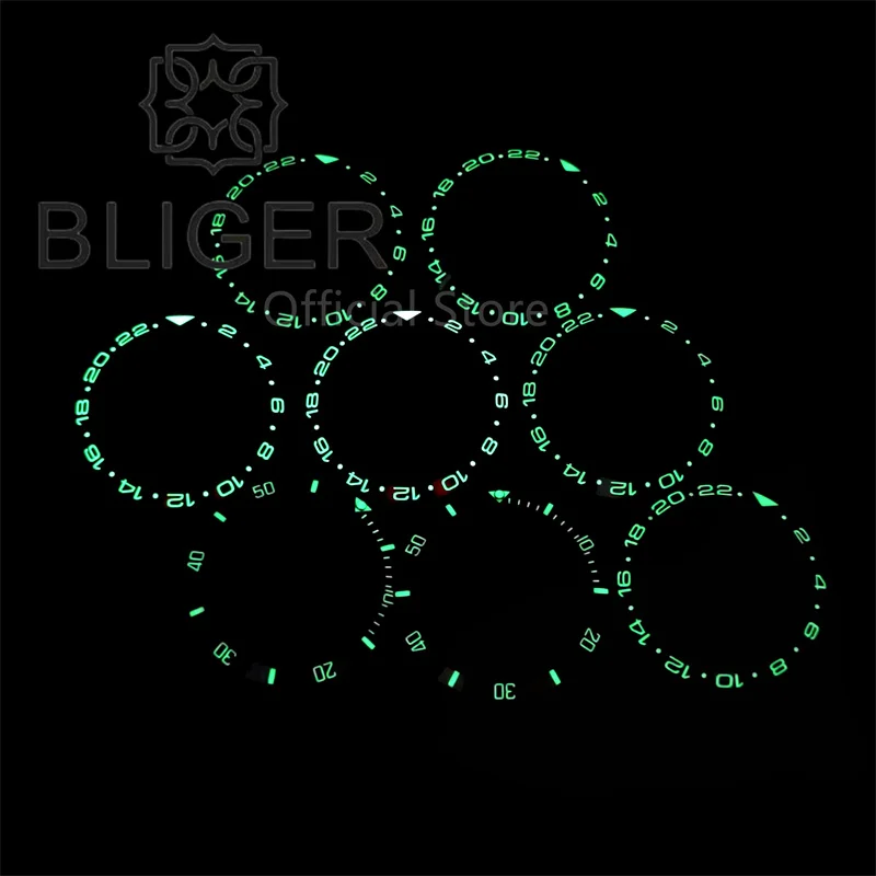 BLIGER 34mm/35mm Diameter Watch Bezel Super Vintage Bat/Man Blue Red Insert C3 Green Luminous Fit 36mm/38mm S/U/B  Watch Case