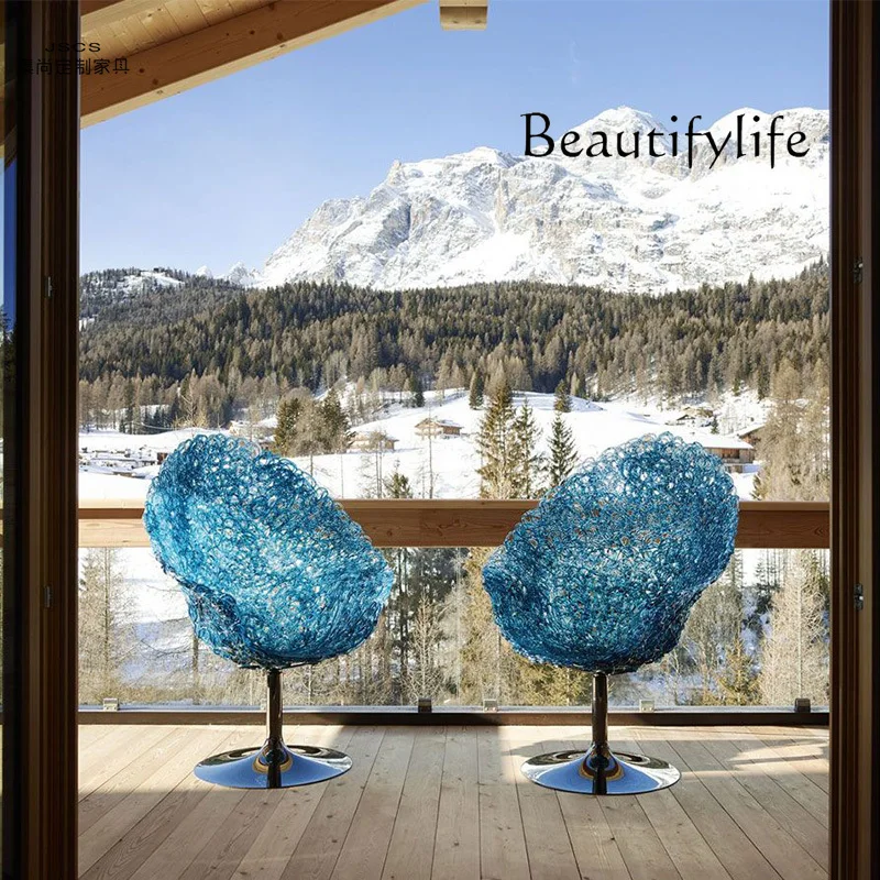 

Italian design creative high-end new epoxy transparent resin chair single backrest leisure chair