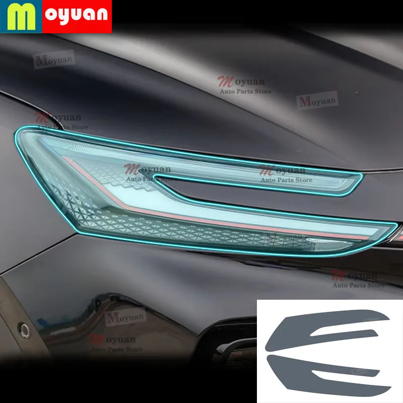 2 Pcs Car Headlight Protective Film Front Light Transparent Smoked Black TPU Sticker For Rising Auto Marvel R 2021-2023