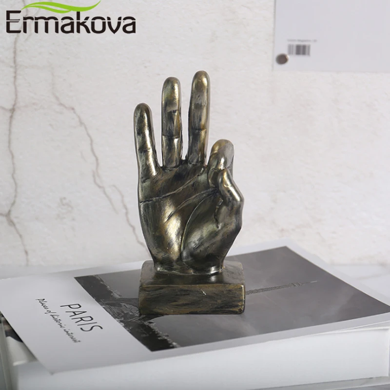 ERMAKOVA Resin Gesture Finger Figurines American Retro Ornaments Home Coffee Shop Model Room Soft Decoration Furnishings