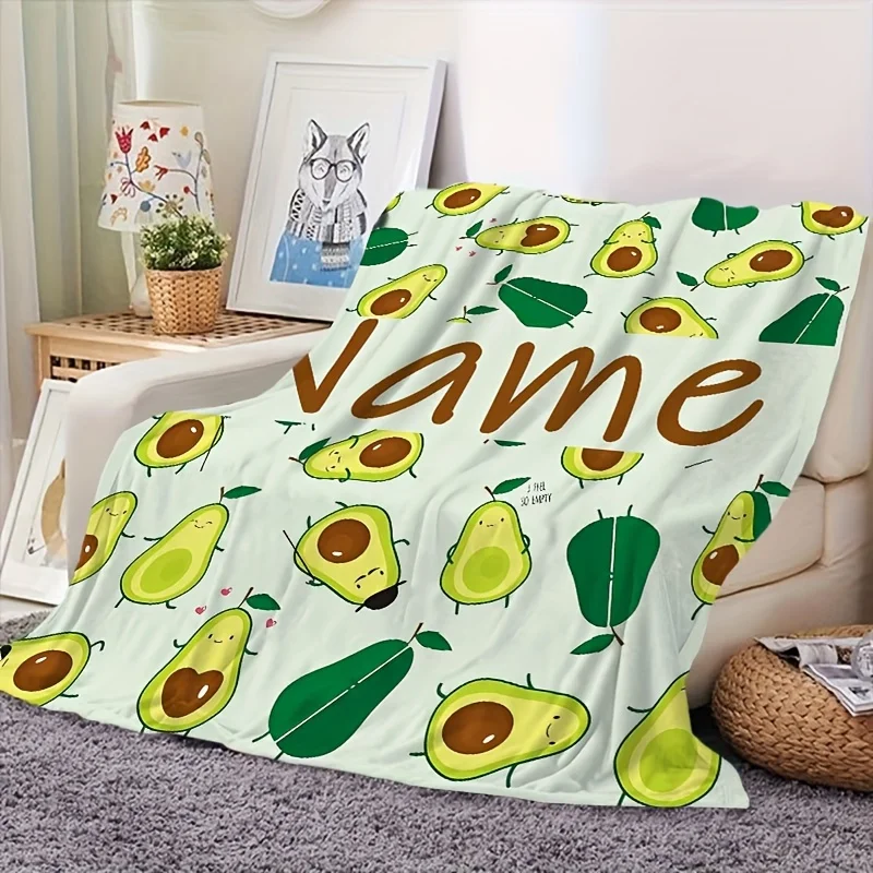 بطانية مطبوعة بالأفوكادو، بطانية فانيلا خفيفة الوزن وناعمة ومريحة يمكن تخصيصها مع اسم #2