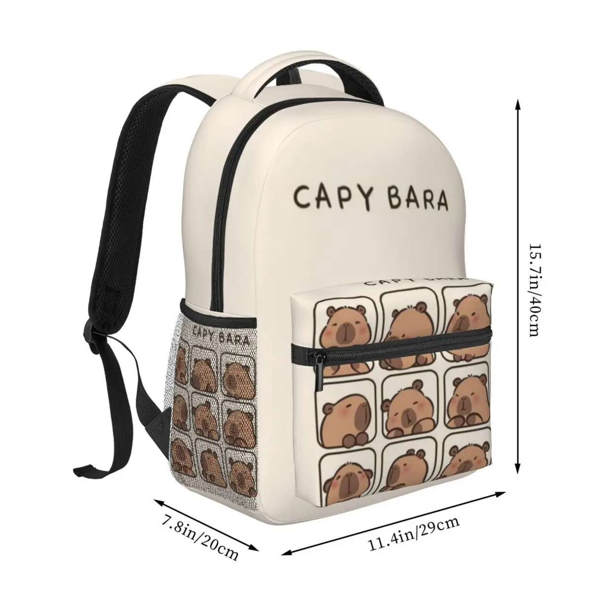 Capybara Printed Lightweight Casual Schoolbag For School, Outdoor, Shopping, Office 16in