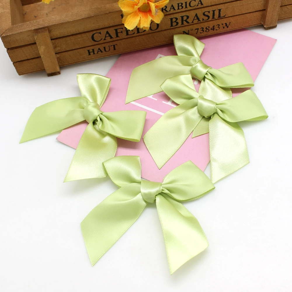 20 or 50PCS 85*85mm Pink Satin Ribbon Bows Decoration Bows For Craft Small Bowknot Gift Flower Wedding Bow Handwork DIY