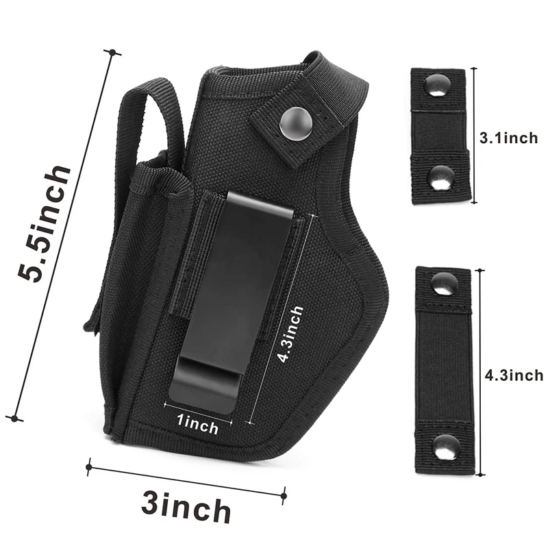 Tactical Gun Holster Concealed Pistol Holster Left Right Hand Universal Belt Holster with Mag Holder for Glock 17 19 Beretta M9