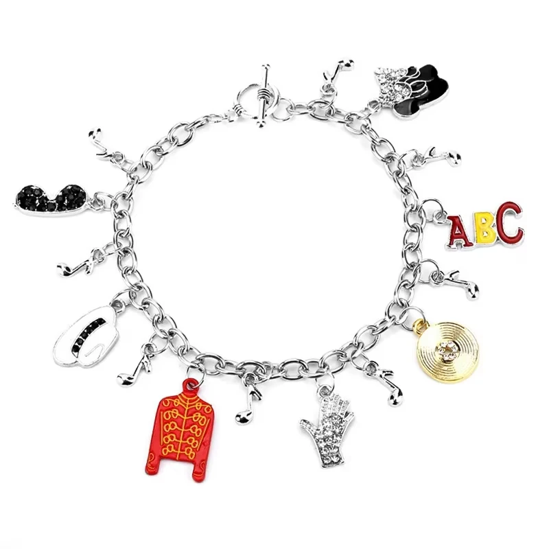 MJ King of Pop Michael Necklace Bracelet for Men Women Creative gift for birthday party celebration present view 6