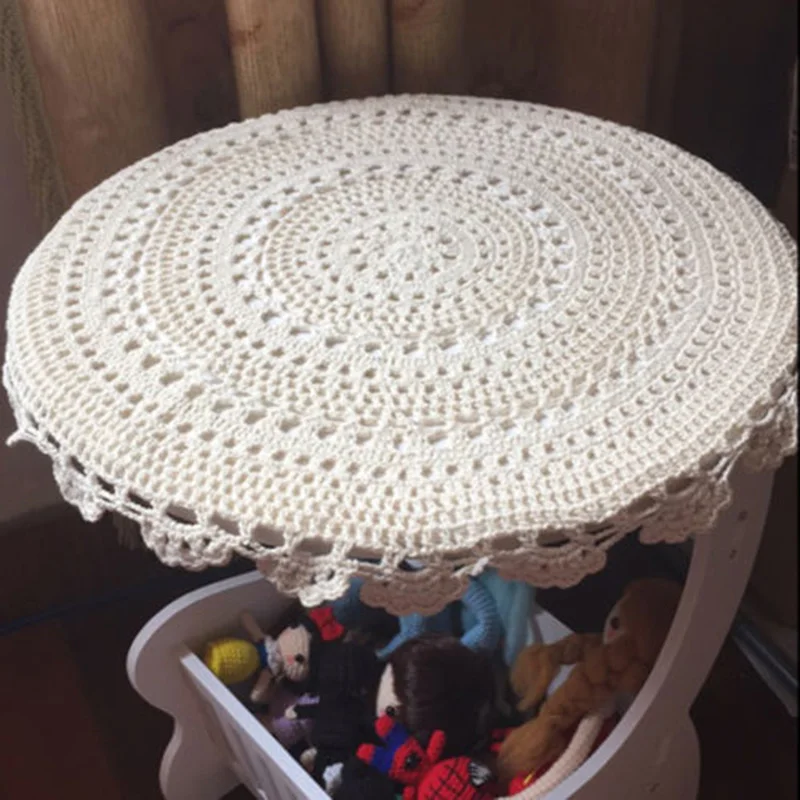 Natural Tablecloth Handmade Crochet Lace Cotton Placemat Table Cloth Doily Cover Pad Heat Resistant Anti-Skidding Pad Decor