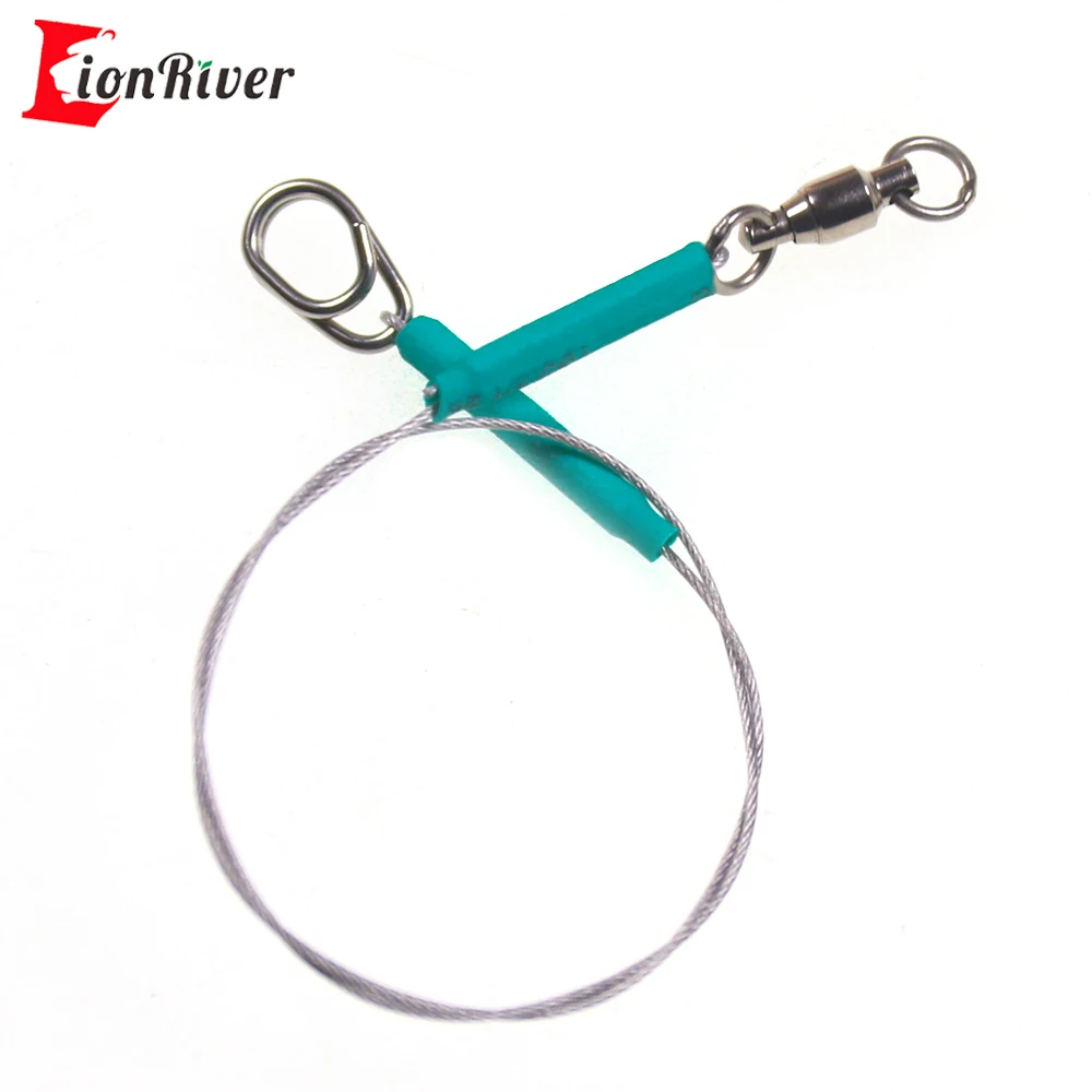 Lionriver 8PCS Φ0.6mm - Φ1.2mm Fishing Anti-bite Steel Leash 7*7 strands Stainless Steel Wire Leader With Bearing Swivel & Clip