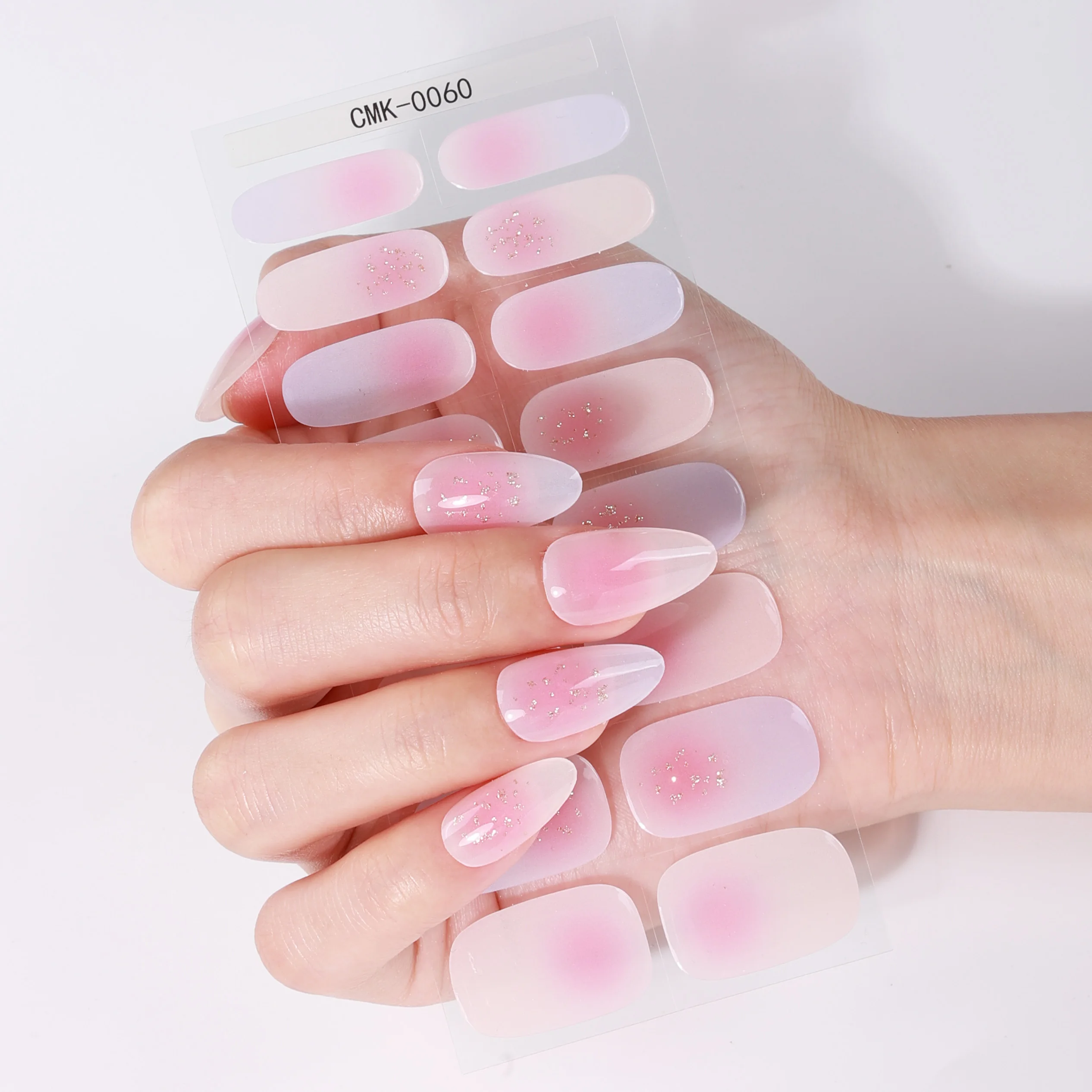 16 punte gradiente cielo stellato gel strisce per unghie copertura completa scintillante glitter adesivi per unghie gel senza cottura decorazione manicure fai da te