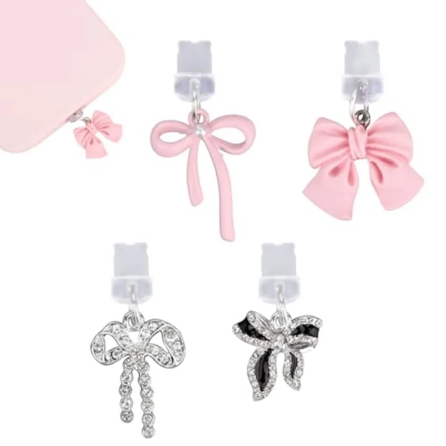 

4pcs Phone Dust Plug Charms, Creative Charging Port Dust Plug Cover Protector Caps Charm for iPhone 4-14 Series Ports Practical
