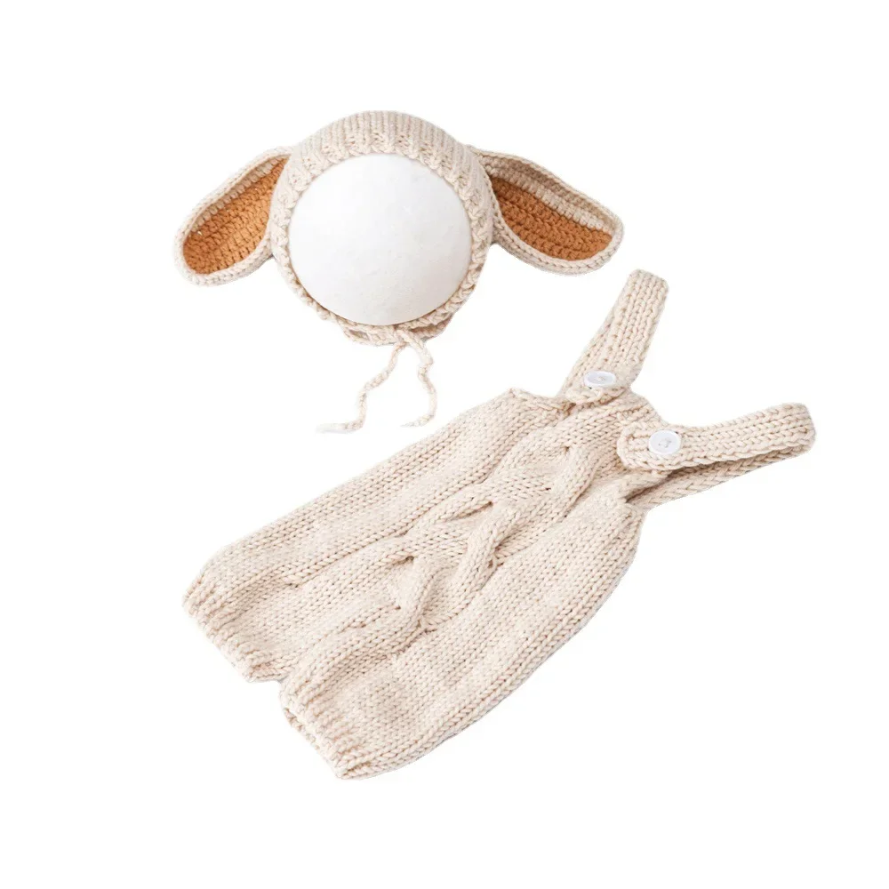 Newborn Photography Props Knitted Rabbit Sheep Suit Costume Clothing Baby Photography Clothes Accessories Baby Photoshoot Outfit