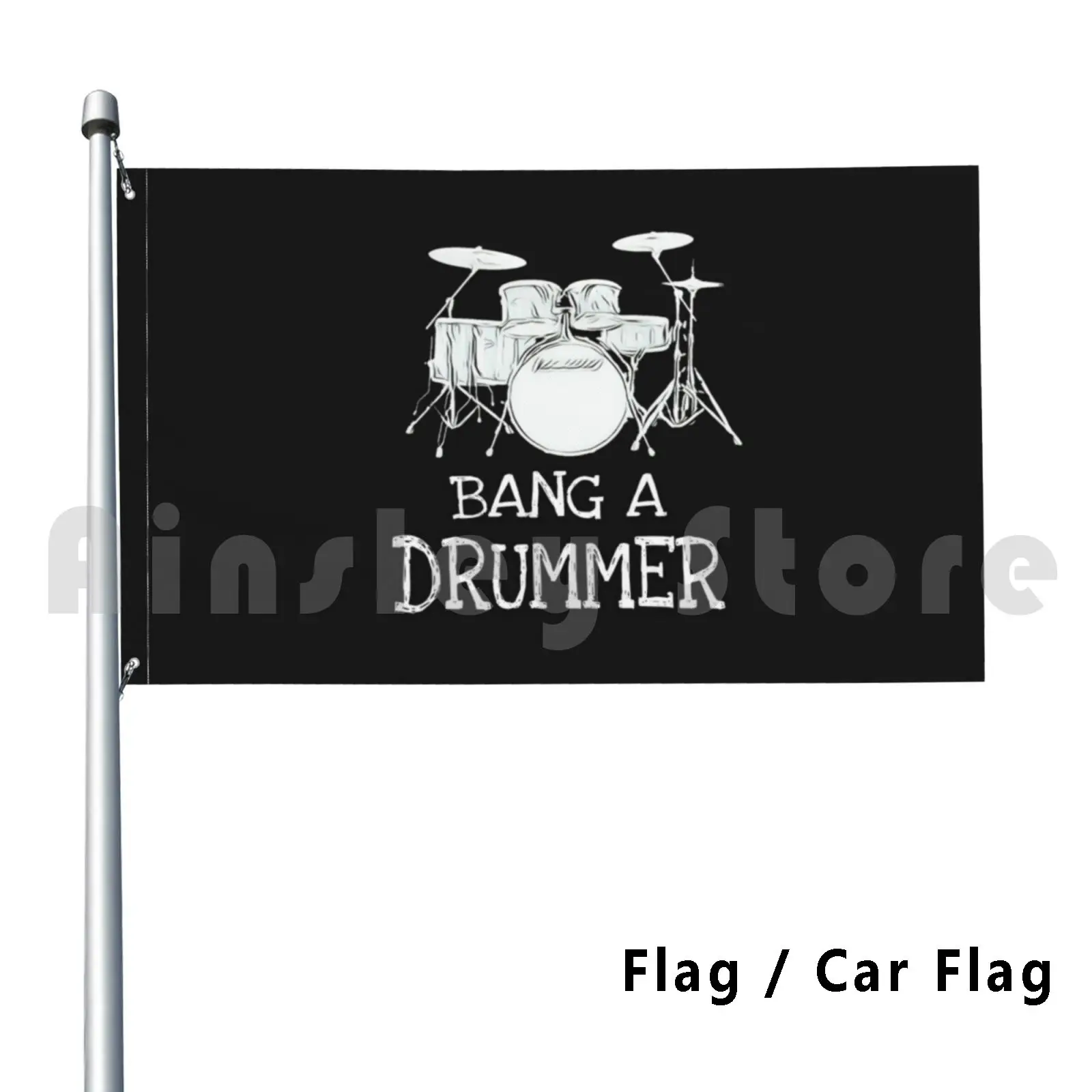 Bandera Bandera del coche Bang A Batterista 2517 Tambores Batidor Persona que juega Tambores Amante de los tambores Músicos Música