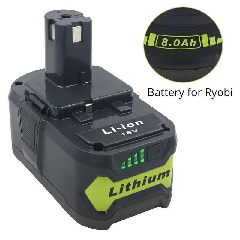 

18V 8000mAh Li-ion Rechargeable Battery for Ryobi ONE+ P108 P109 P106 P105 P104 P103 RB18L50 RB18L40 BPL1820 BPL1815 RB18L60