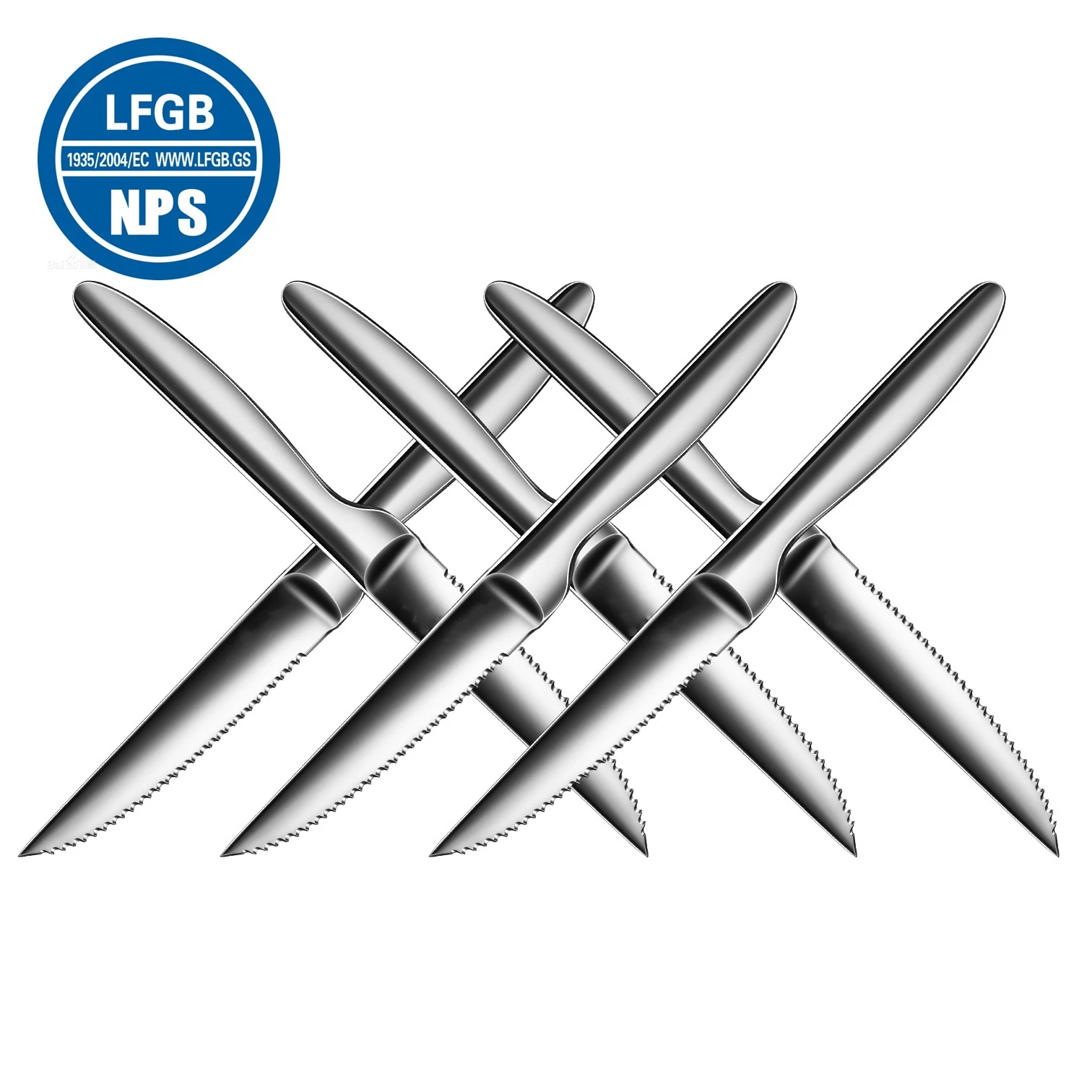 

6 Pieces of LFGB Certification 420 Stainless Steel Steak Knives Ultra Sharp and Durable Dining Knife Banquet Reflective Flatware