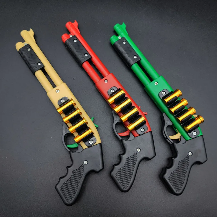 Mini opryskiwacz 4-strzałowy pistolet z gumką Miniaturowy model ozdoby Zabawka Pistolet na miękkie pociski Zabawka dla chłopca