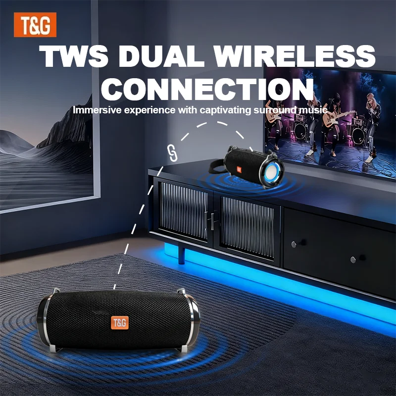 TG192 2400mAh Hochleistungs-LED Tragbarer Kabelloser Lautsprecher, Kompatibel mit USB/TF/FM, mit Eingebautem Mikrofon. – Detail 7