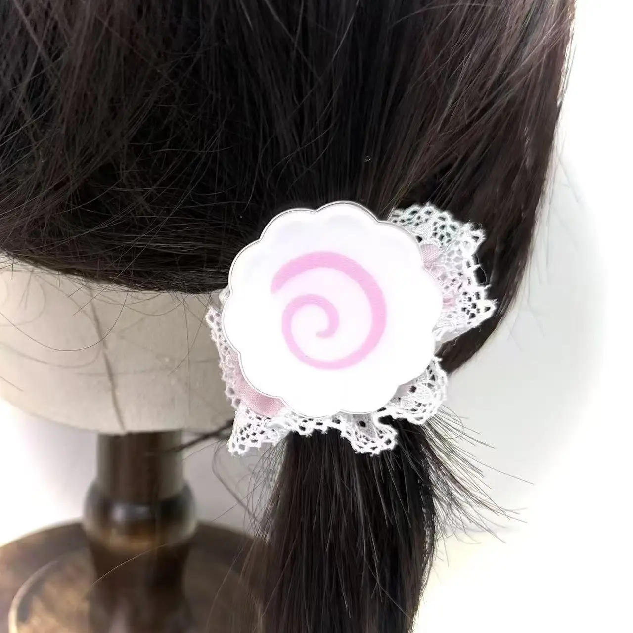Süße rosa Frühlings-Erdbeer-Fischkuchen-Haarspange, Haar-Accessoires, Mädchen-Kopfschmuck, koreanische Soft-Girl-Süße japanische Spitzen-Haarband-Geschenk – Detail 3