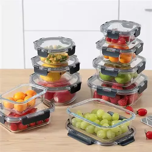 Ensemble de 12+4 contenants alimentaires en verre hermétiques, contenants en verre empilables étanches pour la préparation des repas avec une petite boîte de rangement en verre