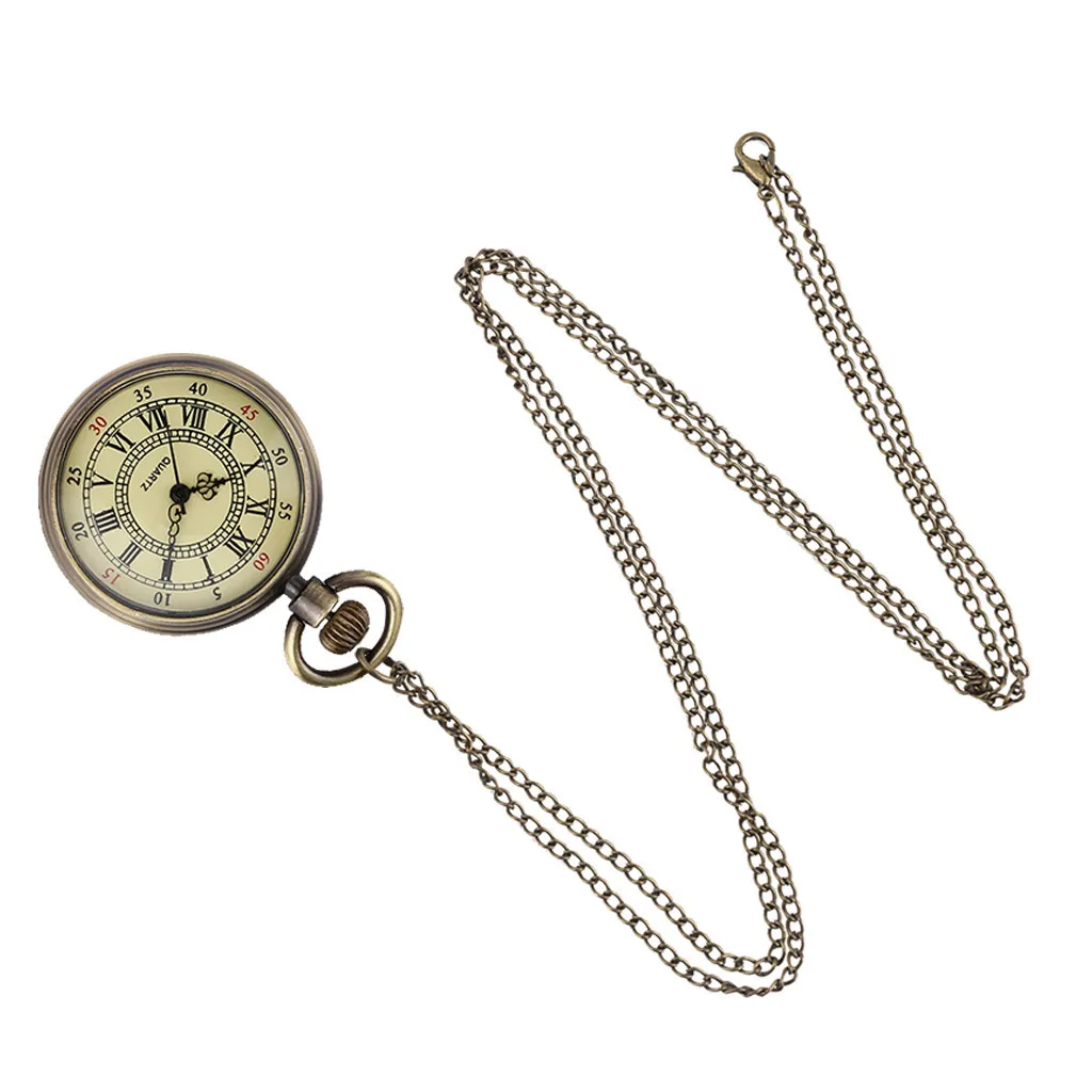 Vintage Round Dial Quartz Small Pocket Watch Classical Roman Scale Pocket Watch