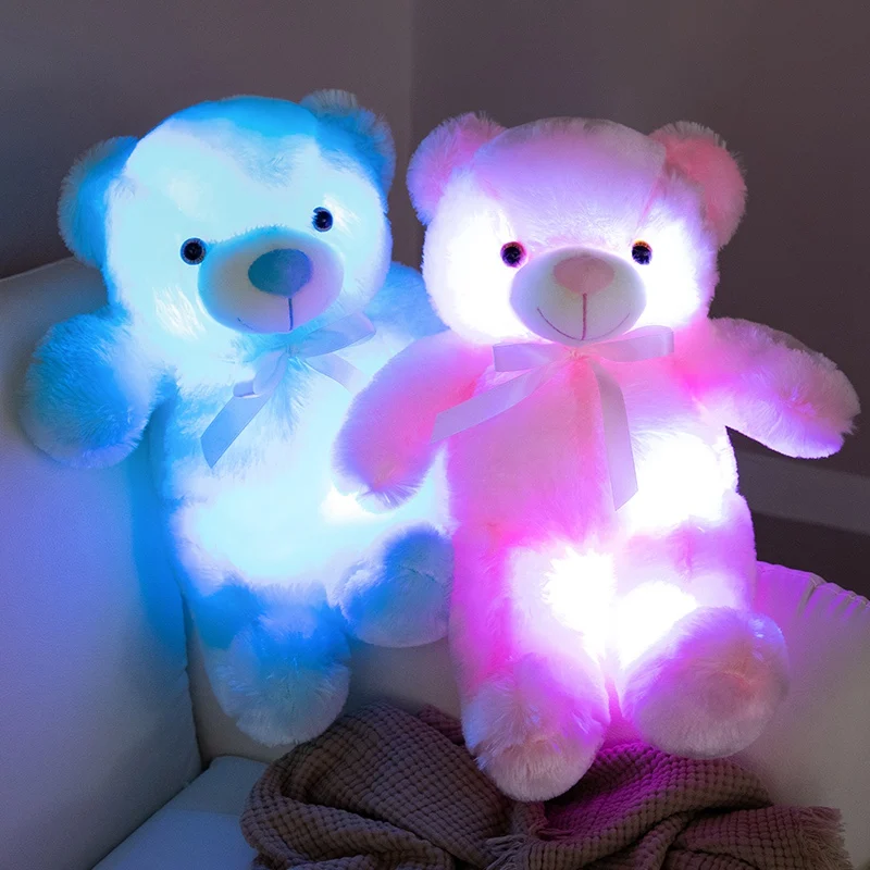 Luminous Creative Light Up LED Bear Stuffed Animal Plush Toy Colorful Glowing Shiny Plush Toys Christmas Gift