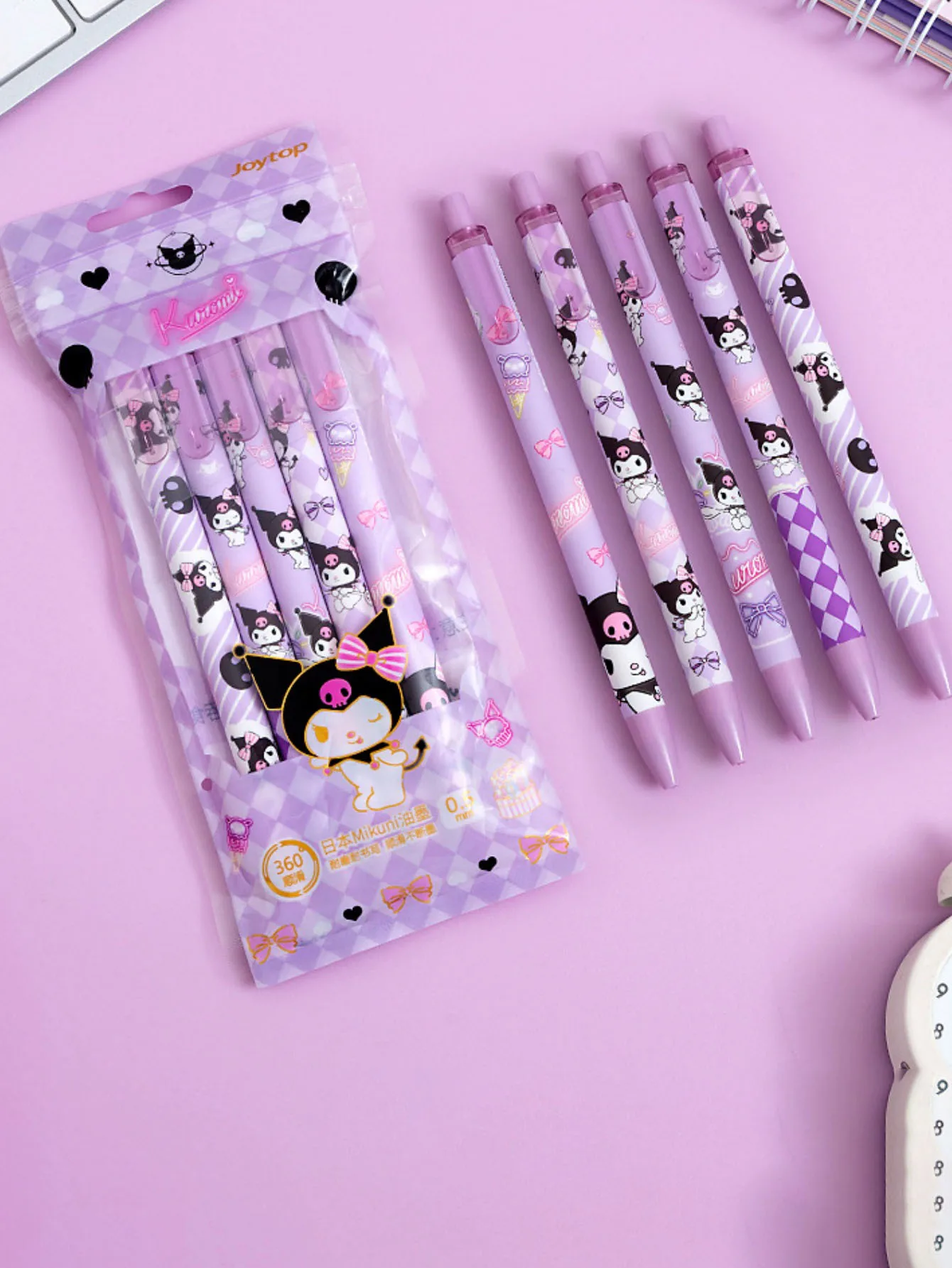 4/5/6 Stück/Set 0,55 mm Sanrio Kuromi Cinnamoroll Melody Kawaii Druck-Neutralstift-Box Cartoon Niedlicher Druckstift – Detail 8