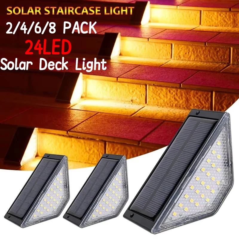

Solar Deck Lights Fence Lights Outdoor Step Light 2/6/8pcs LED Solar Stair Lamp Waterproof Outdoor Garden Lamps for Yard Patio