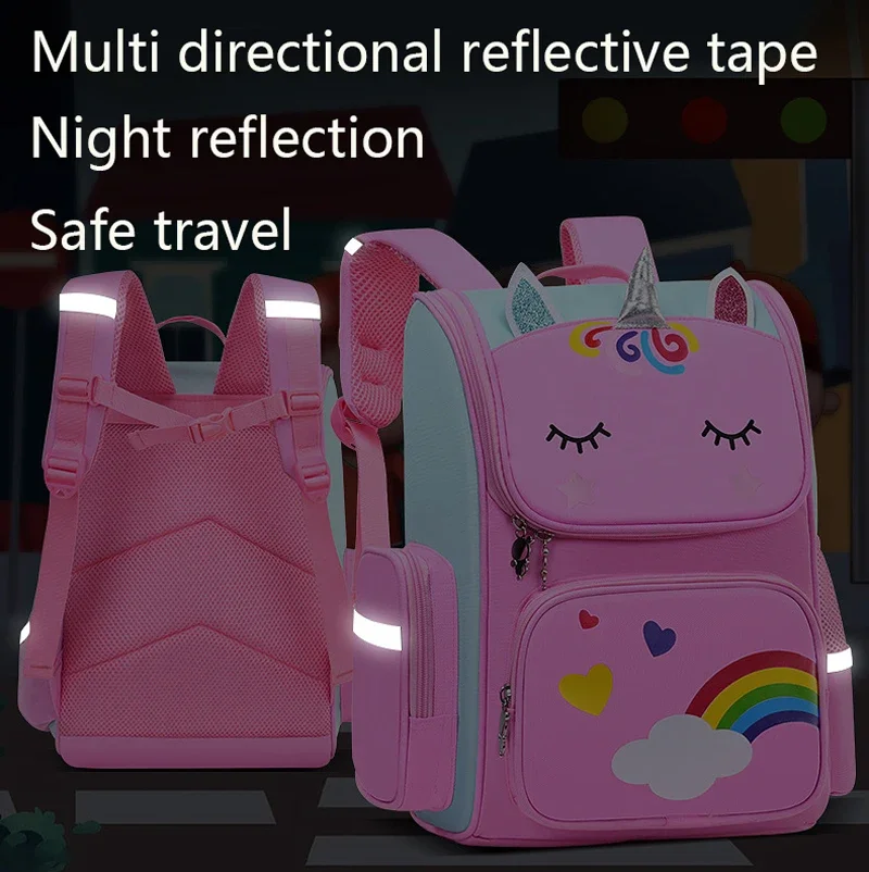 Kid Backpack for Girl Unicorn Children Bookbag Rainbow Eyes School Bag Teen Girl Backpack for Traveling Waterproof Mochilas