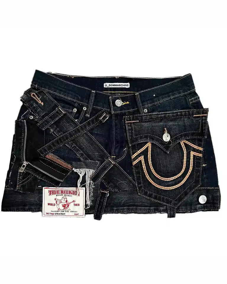 American Retro High Waisted Short Skirt Women Y2k Gothic Punk Embroidery Patchwork Denim Skirt Summer Spicy Girl Denim Skirt - AliExpress 200000345
