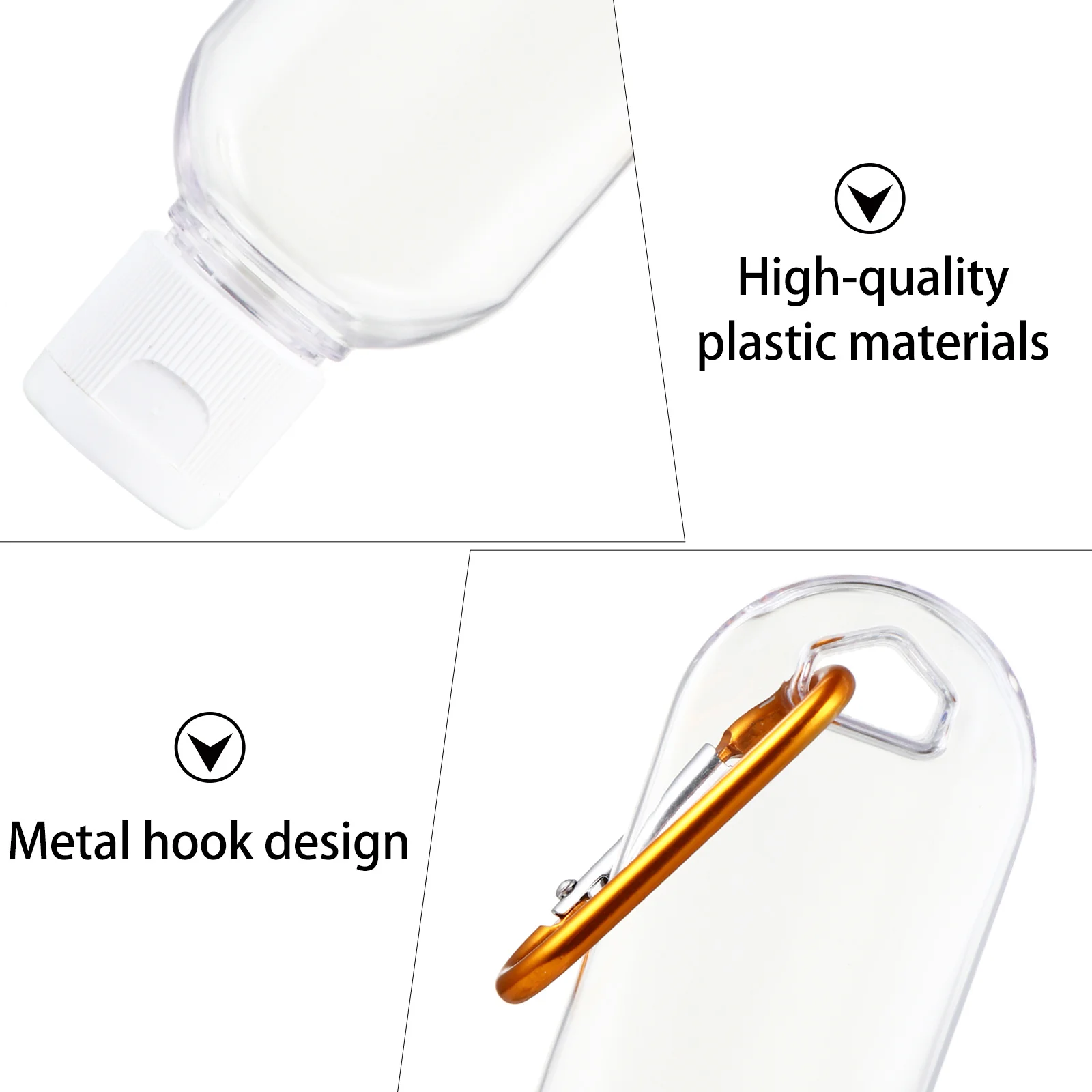 

6pcs Refillable Travel Keychain Bottles Portable Empty Plastic Container For Lotion Liquid Cosmetics Keyring Bottle Set