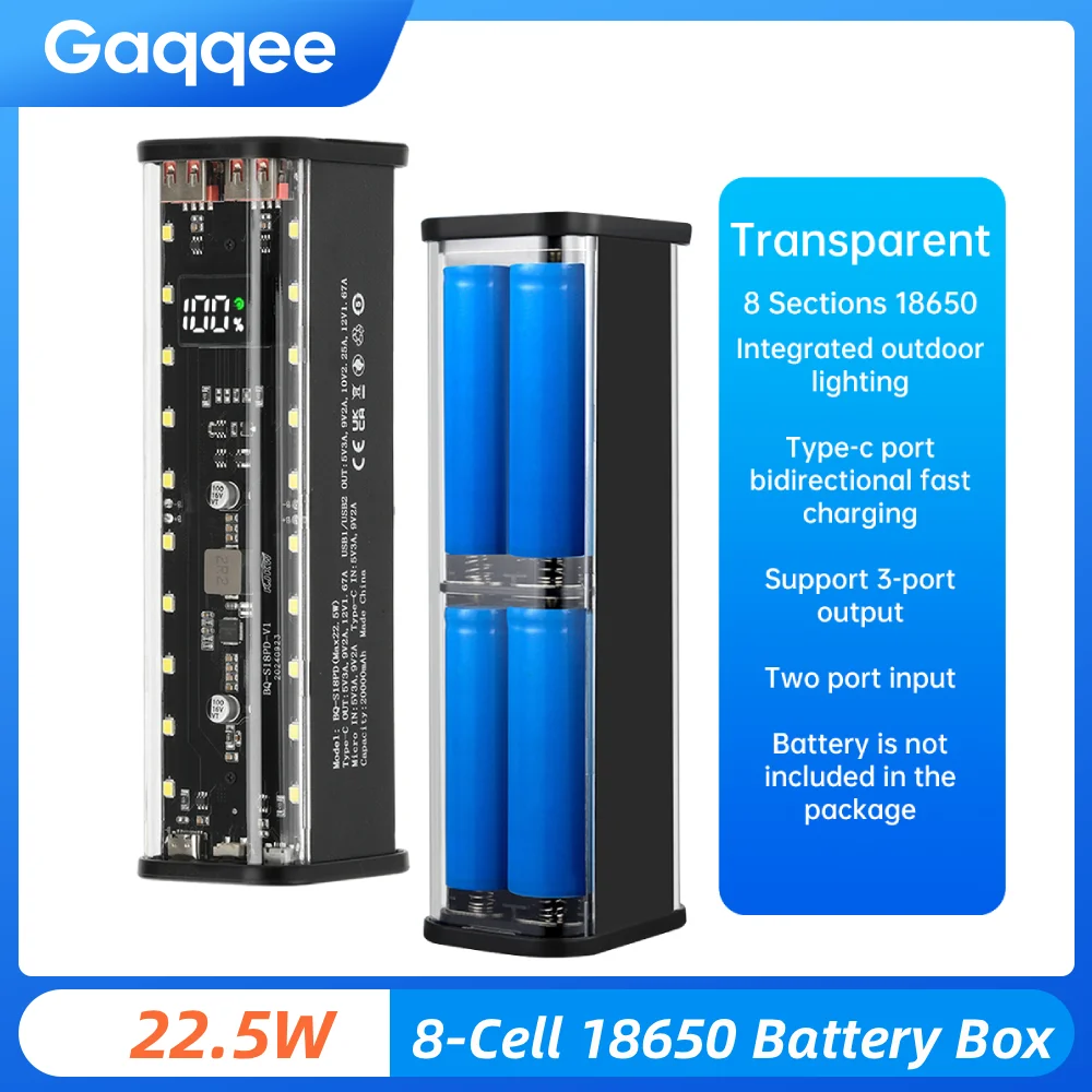 الميكانيكية شفافة صغيرة ل 8-Cell 18650 صندوق بطارية لتقوم بها بنفسك عدة شحن سريع بنك الطاقة المحمول غير لحام البطارية #1