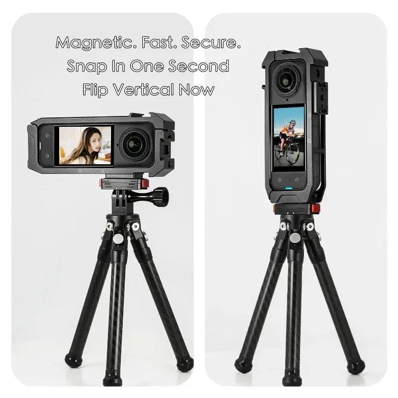 

Camera Cage for Insta360 X5 Magnetic Quick Release Fast Switch Protective Frame Aluminum Case Cold Shoe Mount Mic Light Holder
