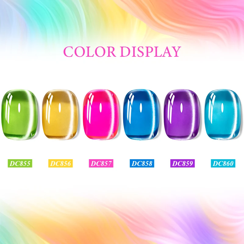 7ml Neon Glass Jelly Bead Cat Magnetic Gel Nail Polish Crystal Candy Wild Rose Color Semi Permanent Soak Off UV Magnetic Gel