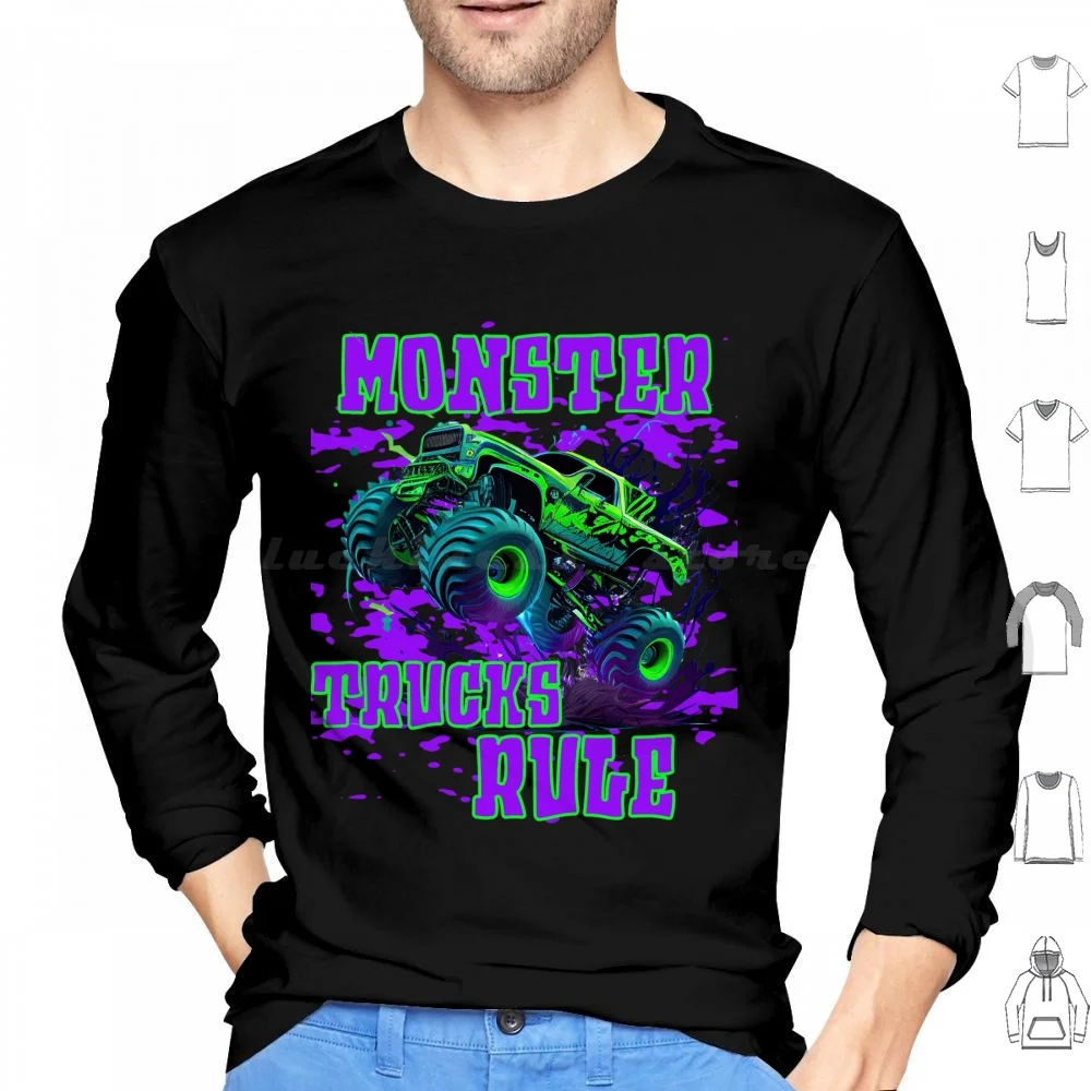 

Green Monster Truck Racing And Jumping Hoodies Long Sleeve Monster Jam Monster Jams Grave Digger Monster Jam Kids