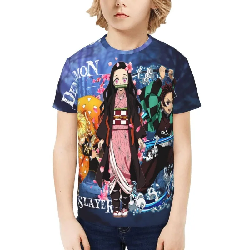 

Anime Demon Slayer Youth Kids Fashion T-Shirt Graphic Short Sleeve Shirt Tees Teenage T-Shirt Japanese Anime Harajuku T-shirt