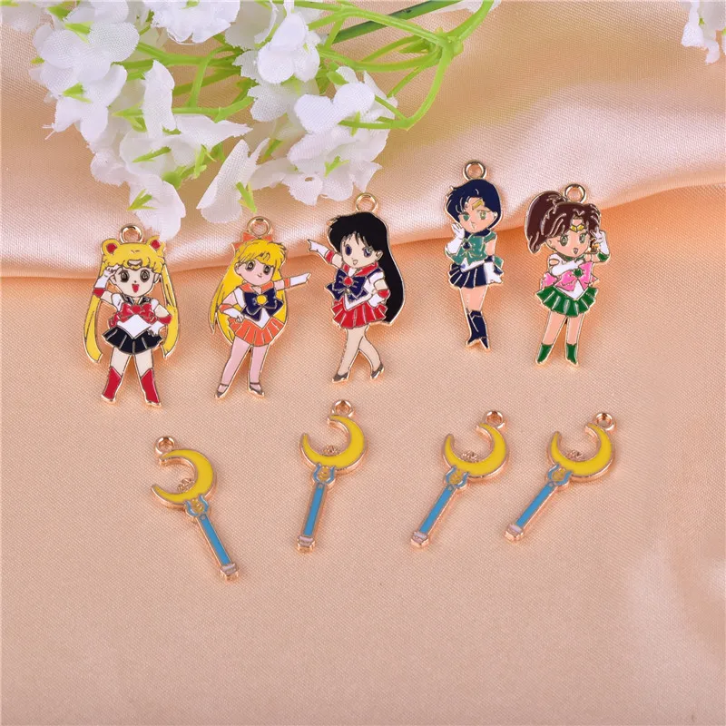 

10pcs New Cartoon Girl Super Female Warrior Charm DIY Earrings Necklace Bracelet Women Jewelry Making Findings