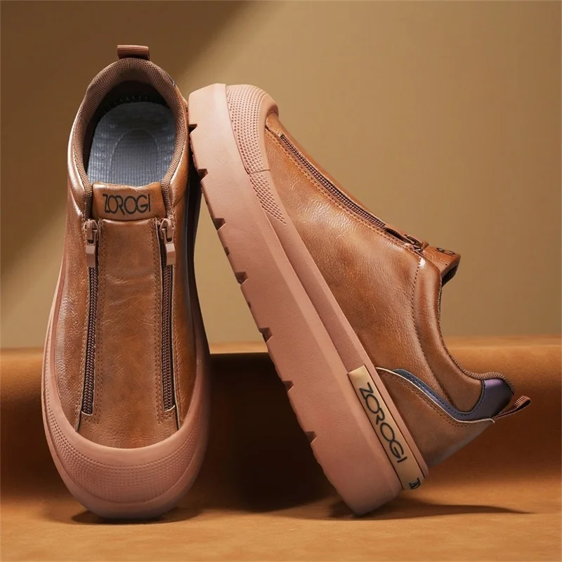 أحذية رياضية رجالية بسحاب أمامي قابلة للتنفس، ناعمة ومريحة وغير قابلة للانزلاق في الهواء الطلق، هدايا مهرجان Preppy، أحذية مشي طوال الموسم