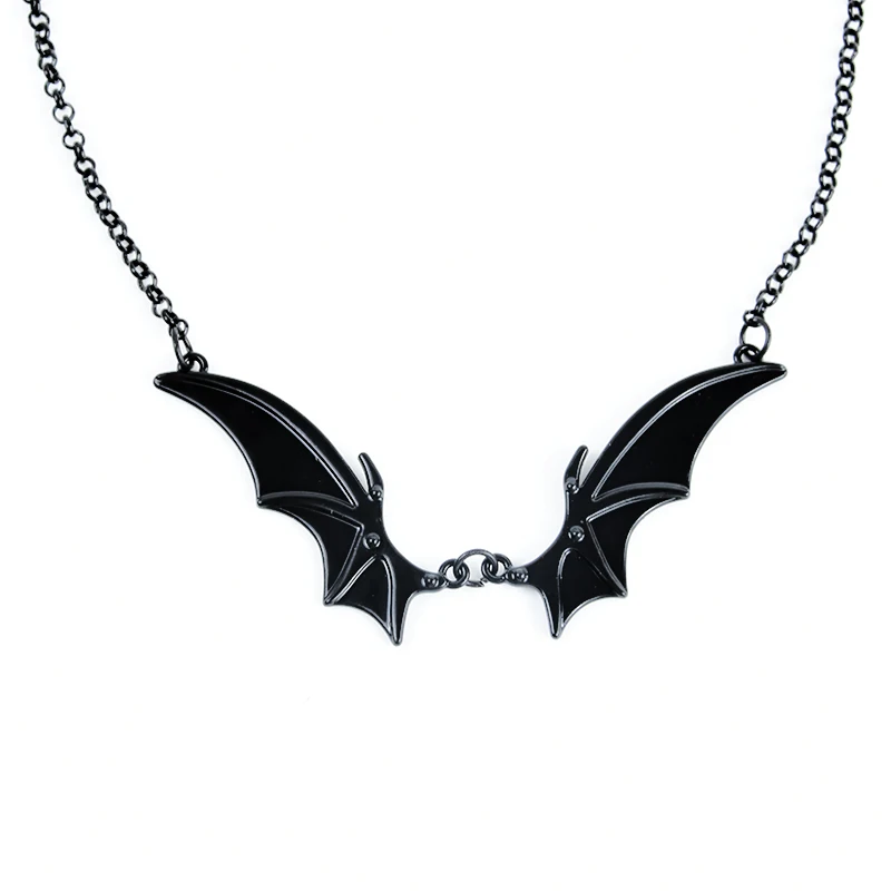 Gothic Black Bat Choker Pendant Necklace Women Halloween Exaggerated Clavicle Chain Necklace Jewelry Fashion Neck Accessories