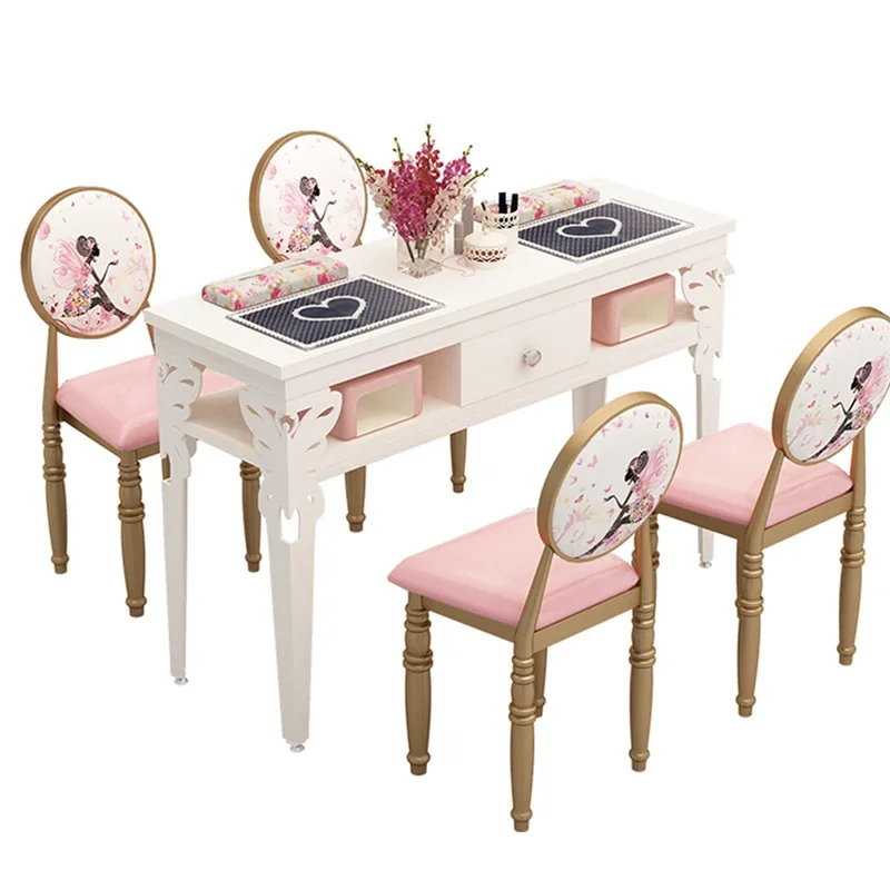 * Nordic Cream Style Manicure Table Modern Dressing Japanese Retro Nail Tables Storage Simple Salon Furniture Mesa Manicura