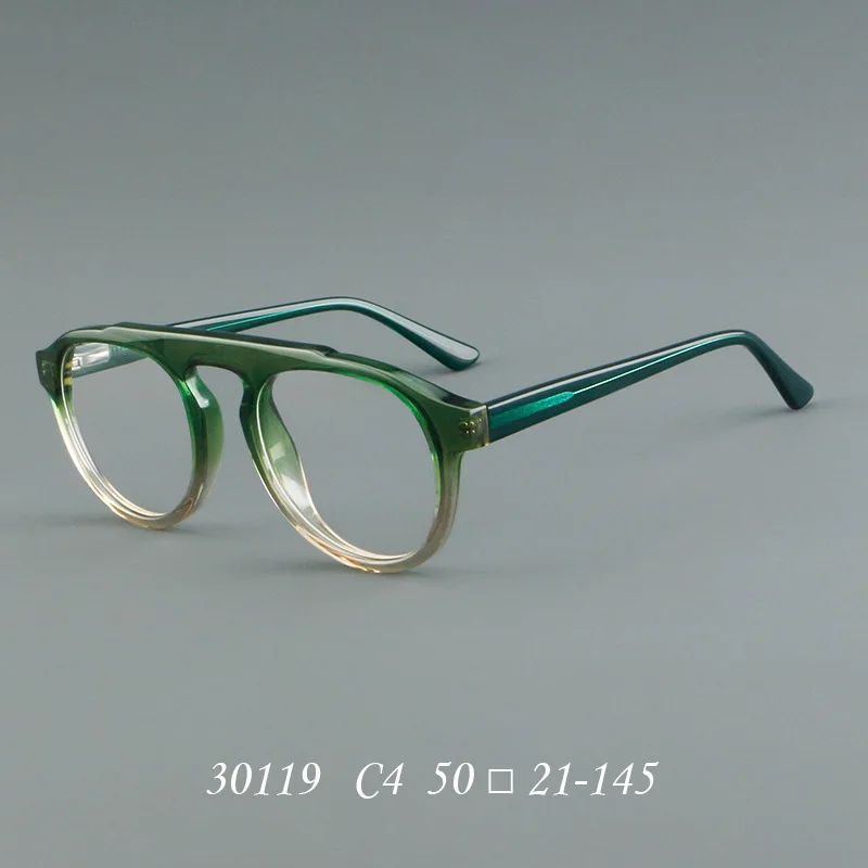

New Fashion Single-beam Round Frame Acetate Ombre Color Eyeglasses Retro Spectacle Men and Women Glasses