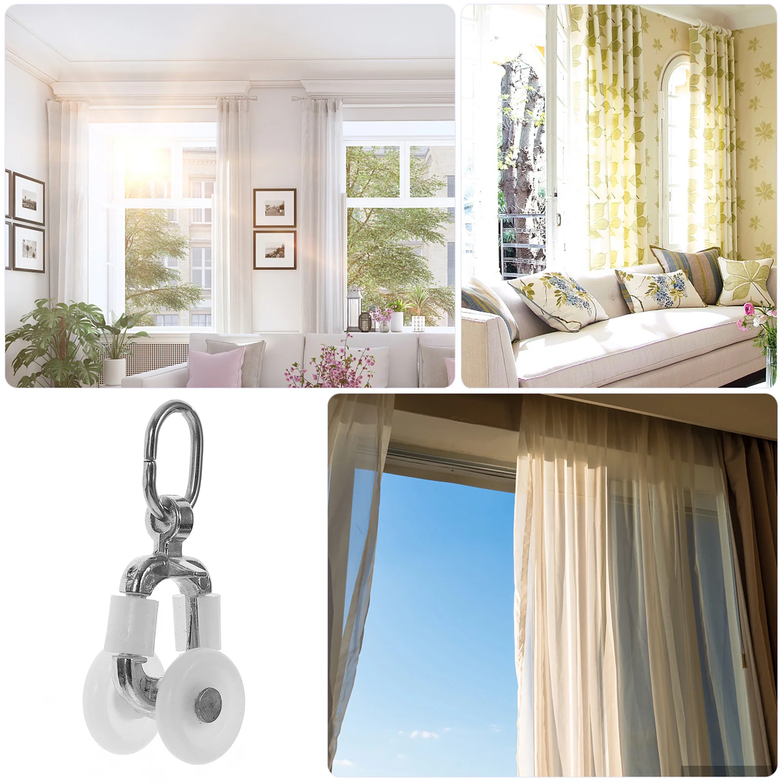 

20Pcs Curtain Track Rollers Plastic Sliding Wheel White Pulley Hook Noise Reduction Smooth Glide for Curtains Drapes Sheers