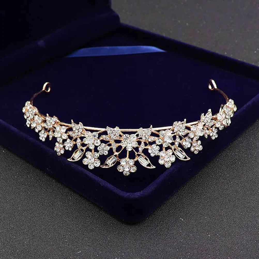 

Rose Gold Rhinestone Crown Headband Bridal Hair Accessories Lightweight Durable Wedding Headpiece Crown Headband for
