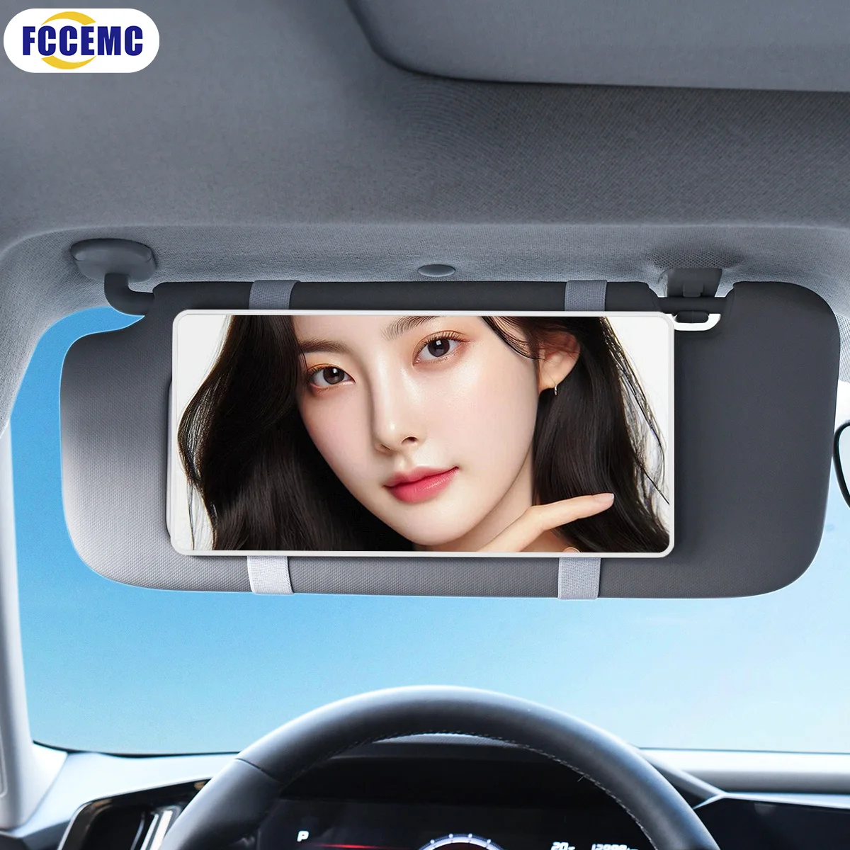 Portable Car Sun Visor Plate HD Makeup Mirror for Girls Women Strap Installation No Light Mirror Auto Interior Accessories