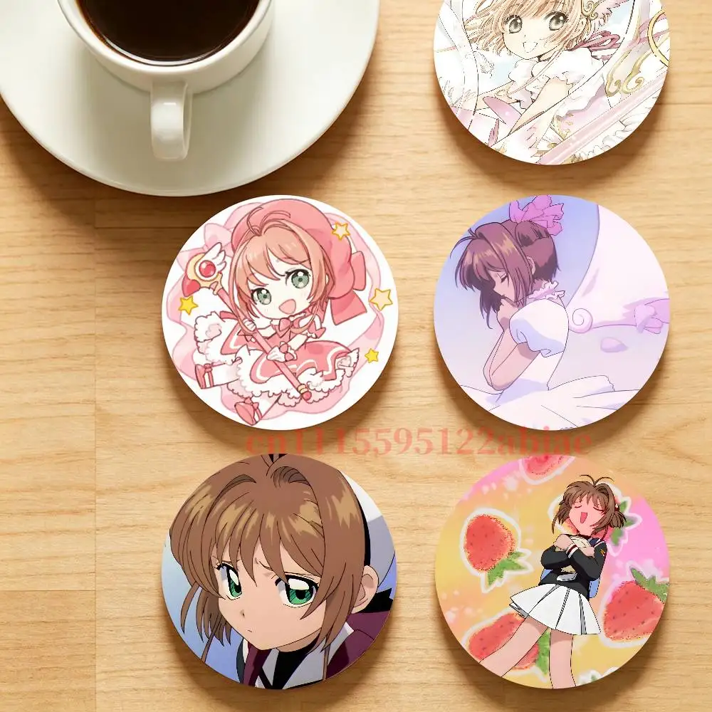 card captor s-sakura Wooden Cup Mat Cappuccino Vodka Juice Water Coaster for Flower Shop