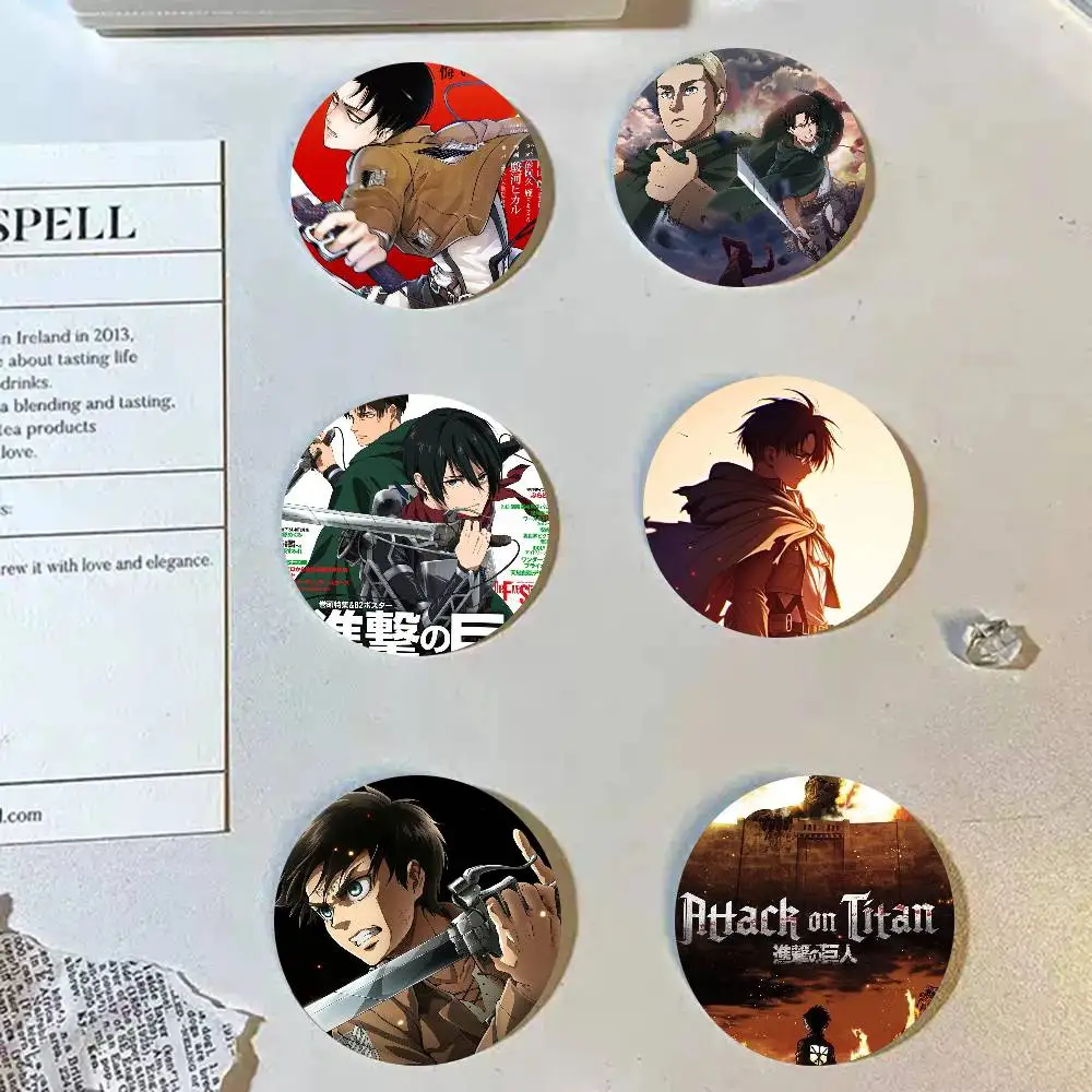 Japanese Anime Attack On Titan Retro Cartoon Style Badge Brooches On Backpack Decoration Round Enamel Pins For Accessorys