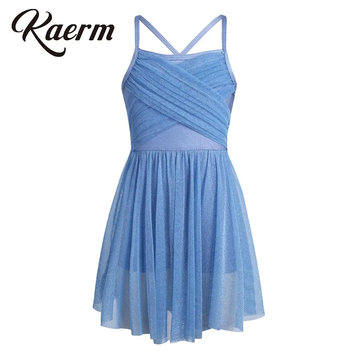 Vêtements de danse lyrique pour enfants, robe de ballet pour filles, bretelles en maille scintillante, robe de justaucorps avec nœud au dos initié, danse latine
