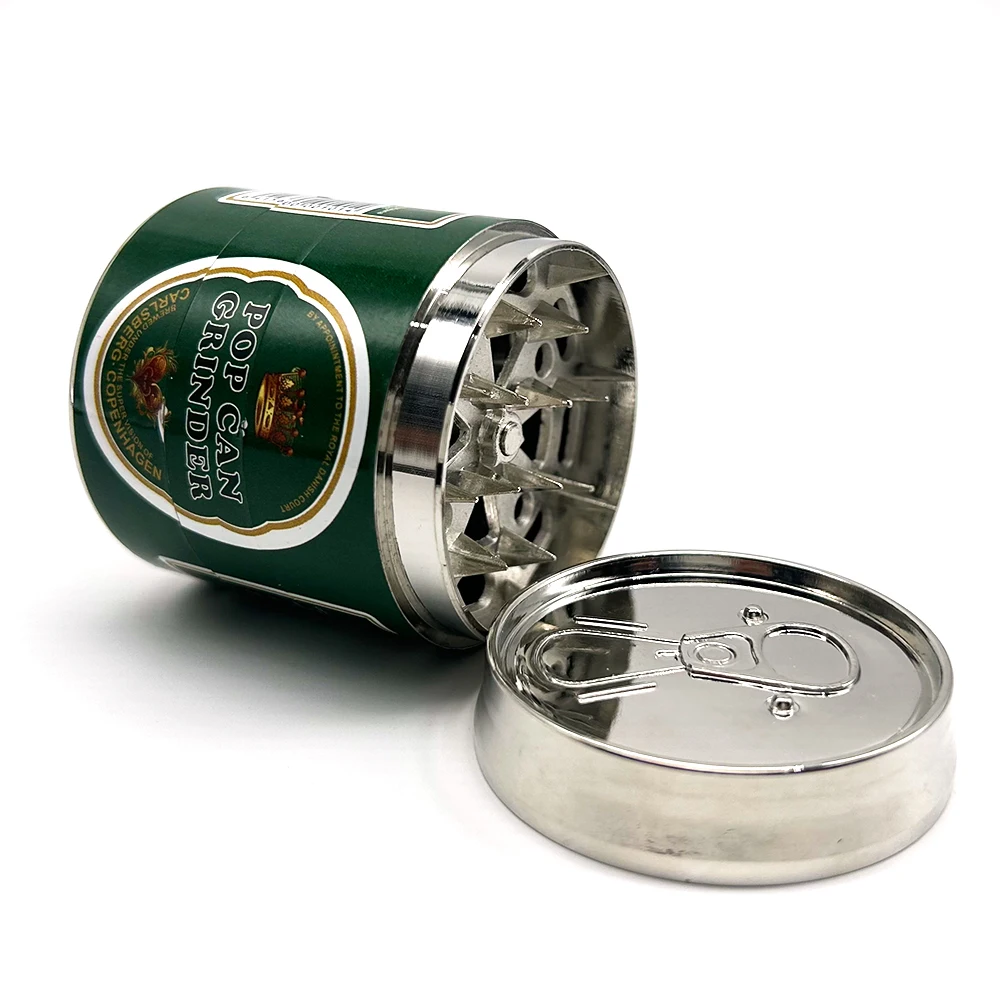 50mm 4 Layers Zip-top Can Zinc Alloy Herb Grinder Tobacco Smoke Spice Crusher Mill Shredder Sticker Color Print